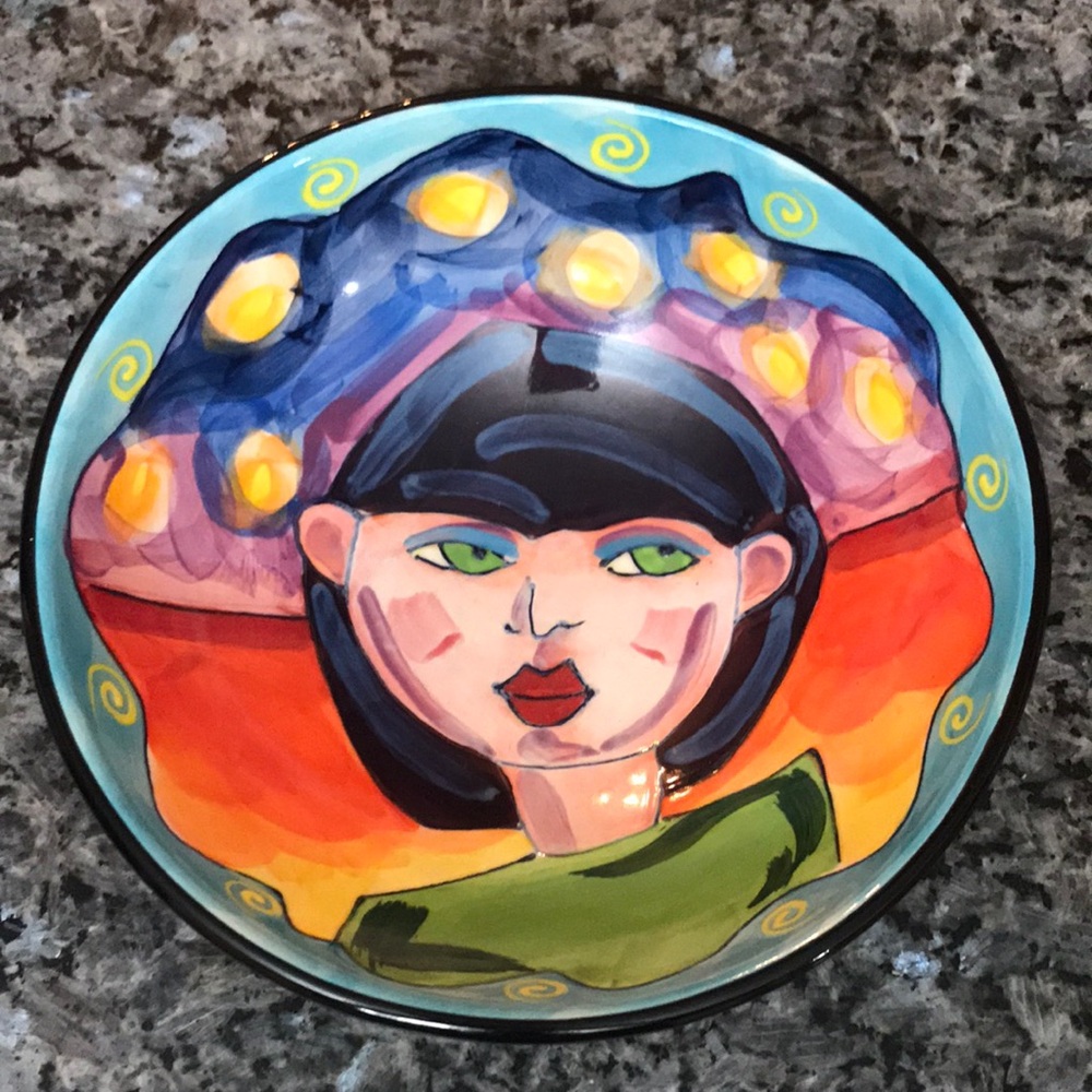Denise Ford Hand Painted Glazed Ceramic Bowl '